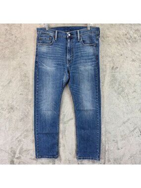 Levis 513 Jeans Mens 33x30 Blue Slim Medium Wash Stretch Denim Zip Fly
